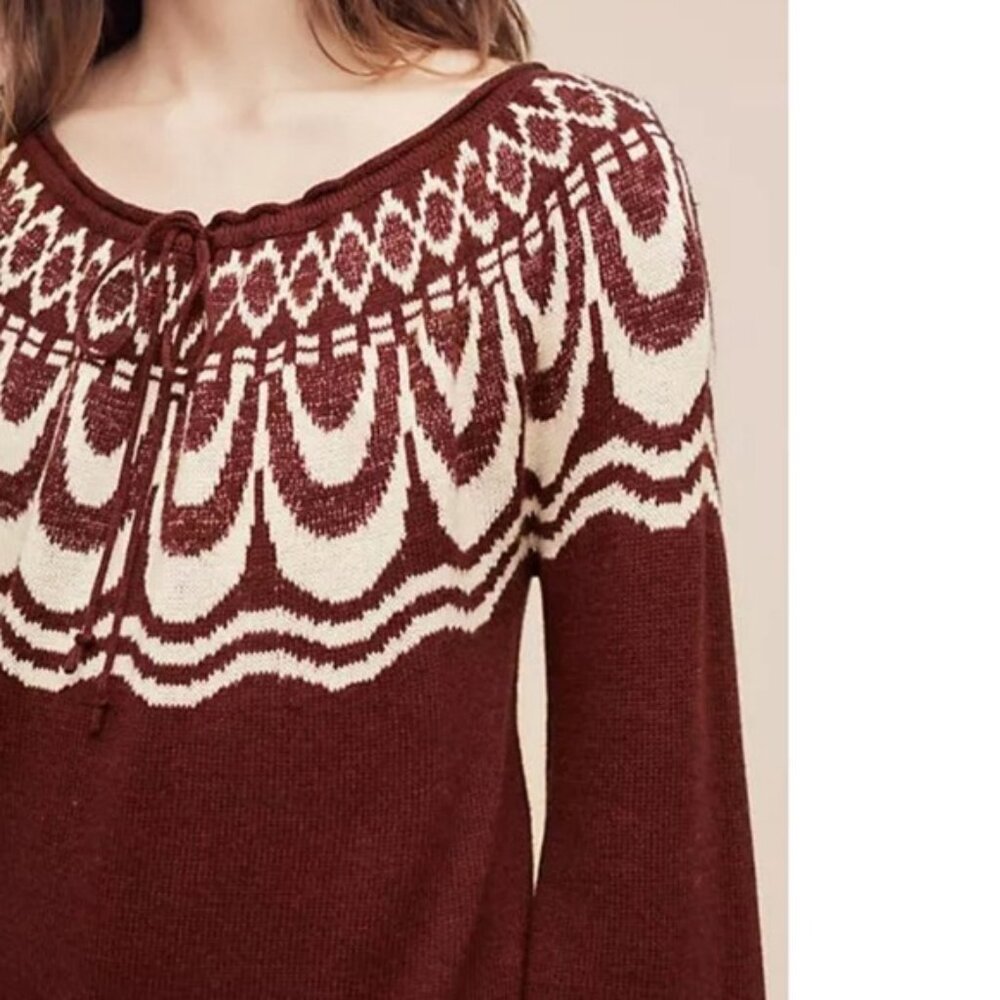 NWT Anthropologie Field Flower Metallic Bib Pullover Sweater Size XL - Picture 9 of 10
